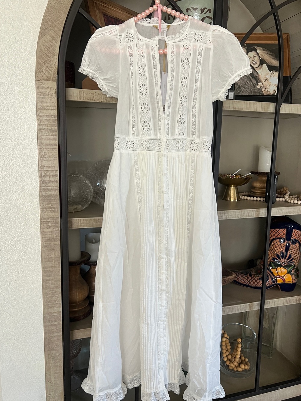House of Harlow 1960 White Eyelet Lace Cotton Midi Dress XS - Picture 4 of 6